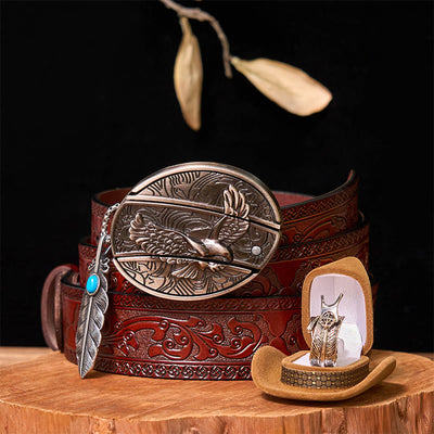 Eagle DIY Hidden Knife Belt Buckle With Feather Ring Bundle Set