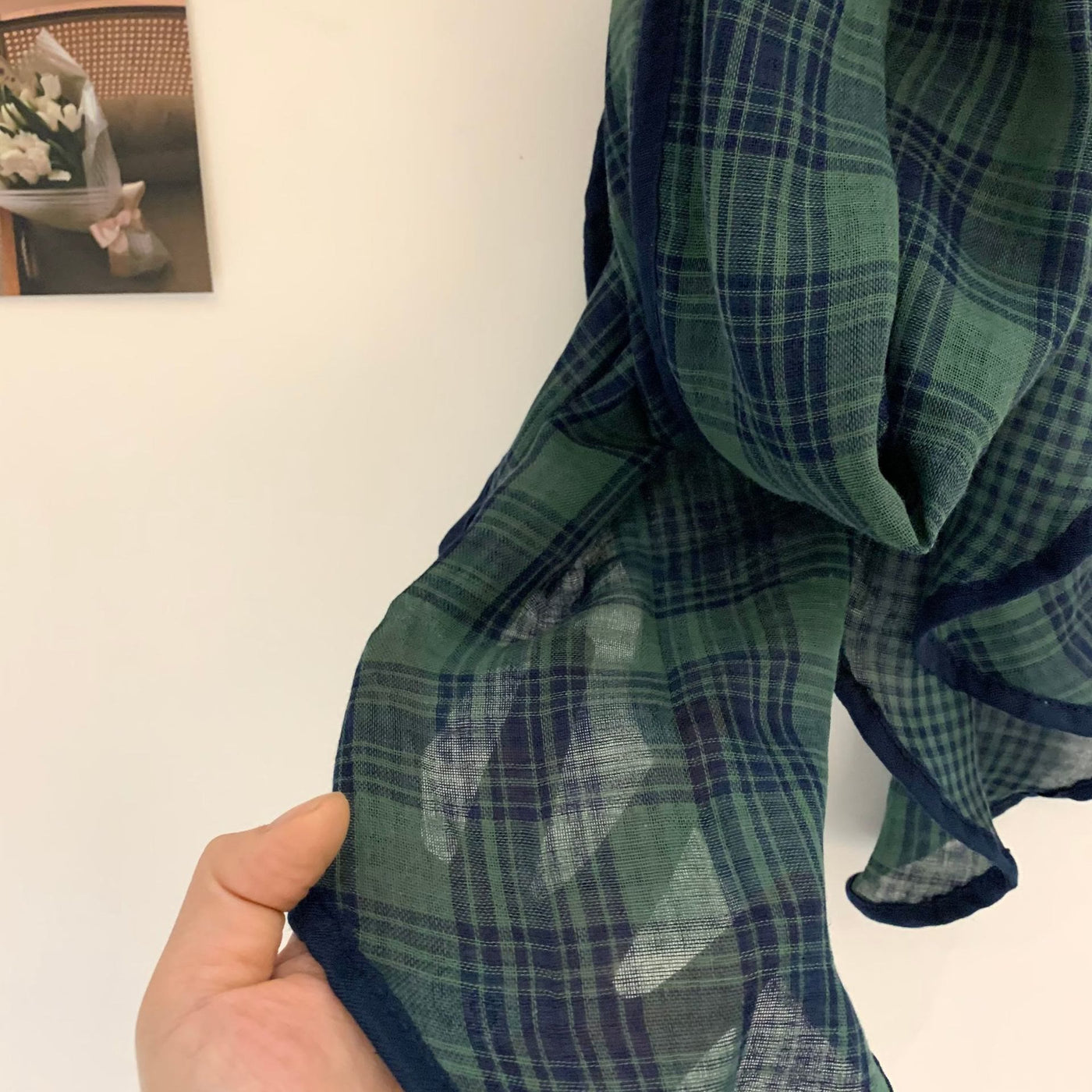 Spring Soft Cotton And Linen Plaid Thin Scarf