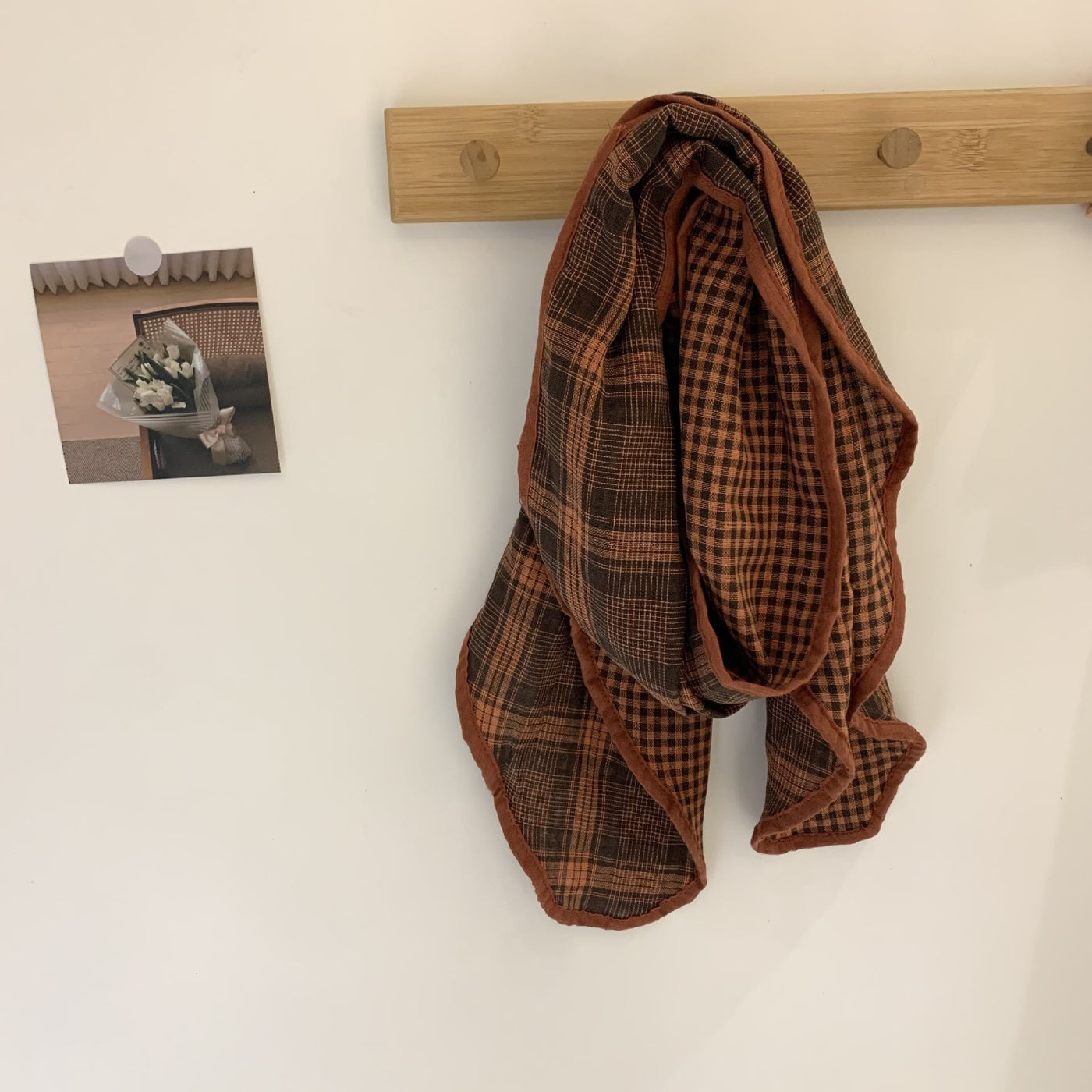 Spring Soft Cotton And Linen Plaid Thin Scarf