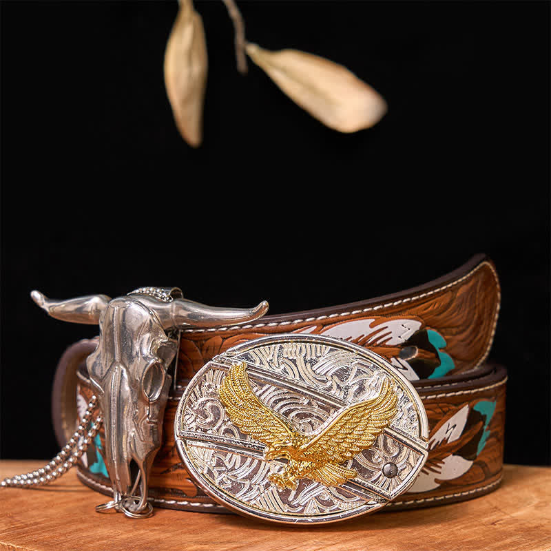 Gold & Silver DIY Hidden Knife Belt Buckle Longhorn Bull Pendant Bundle Set