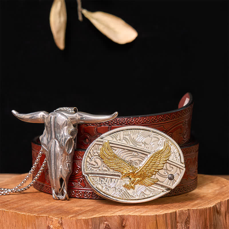 Gold & Silver DIY Hidden Knife Belt Buckle Longhorn Bull Pendant Bundle Set