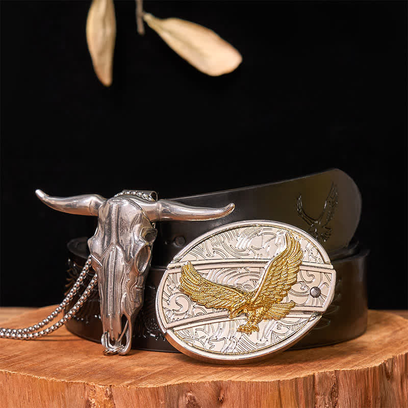 Gold & Silver DIY Hidden Knife Belt Buckle Longhorn Bull Pendant Bundle Set