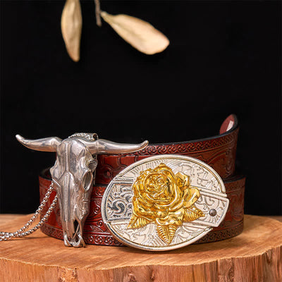 Gold & Silver DIY Hidden Knife Belt Buckle Longhorn Bull Pendant Bundle Set