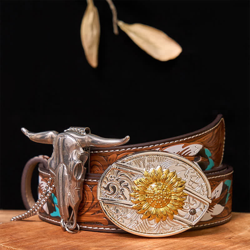 Gold & Silver DIY Hidden Knife Belt Buckle Longhorn Bull Pendant Bundle Set