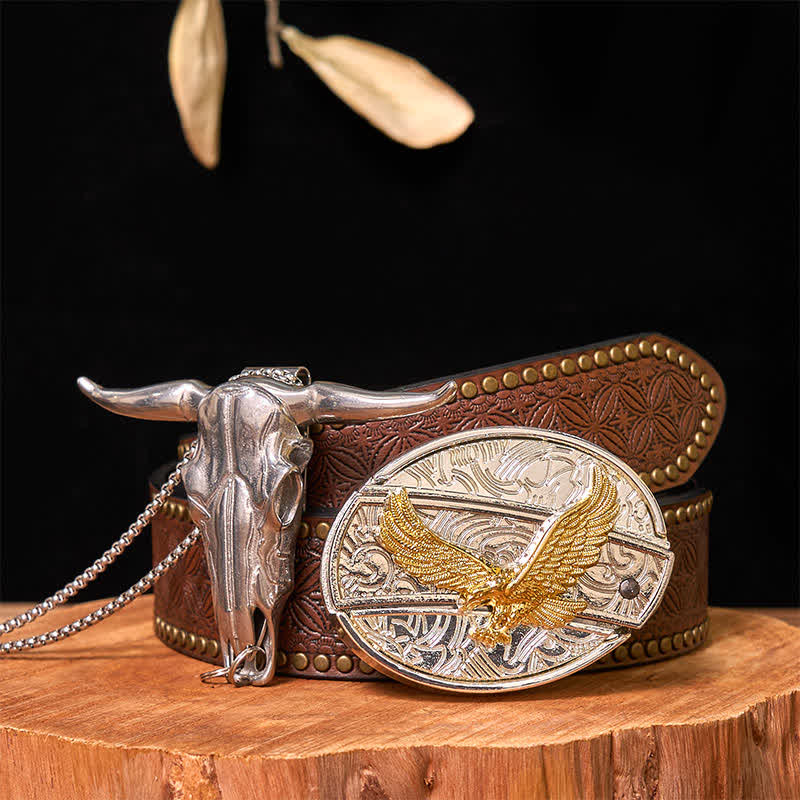 Gold & Silver DIY Hidden Knife Belt Buckle Longhorn Bull Pendant Bundle Set