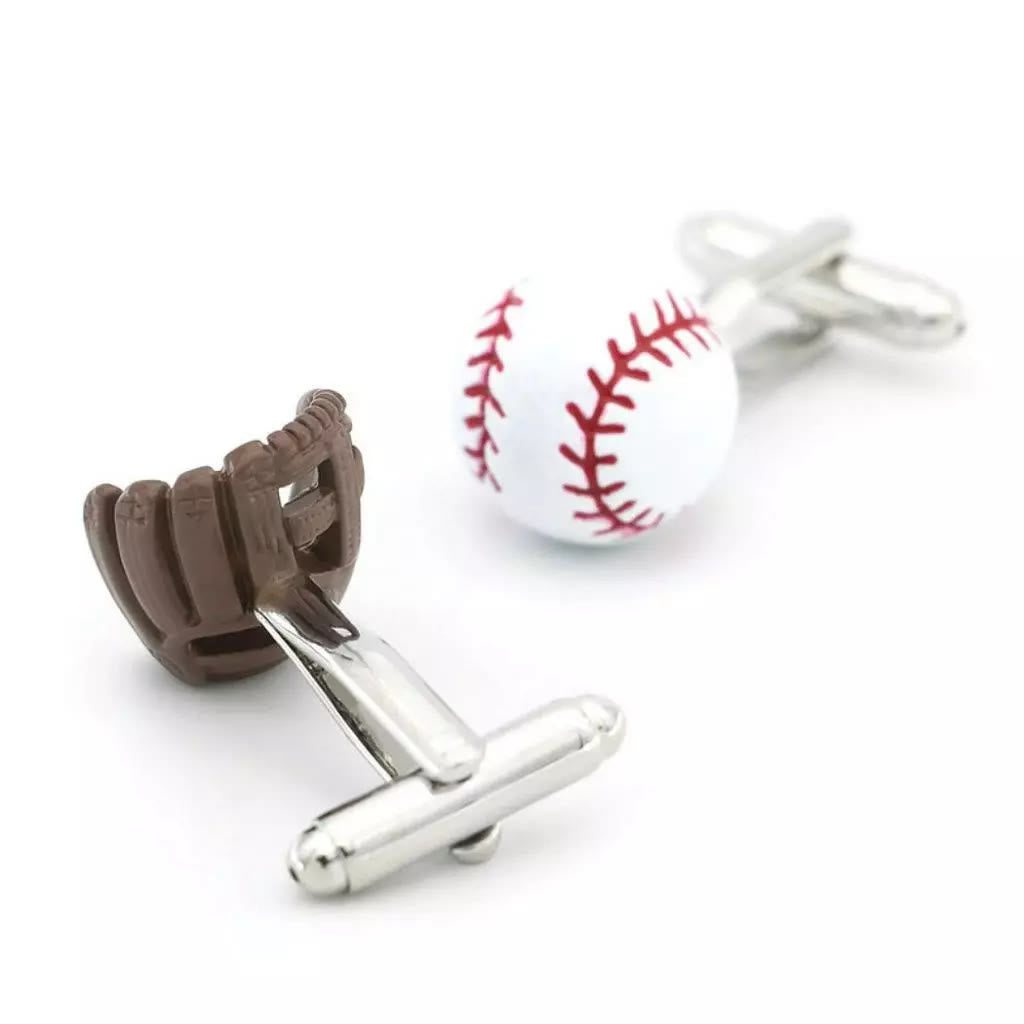 Men's 1 Pair Baseball Player Gloves Button Covers Set Cufflinks