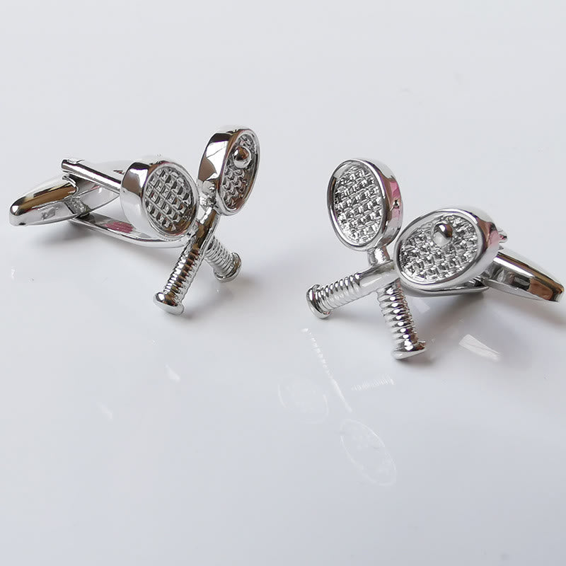 Men's 1 Pair Tennis Time Button Covers Set Cufflinks