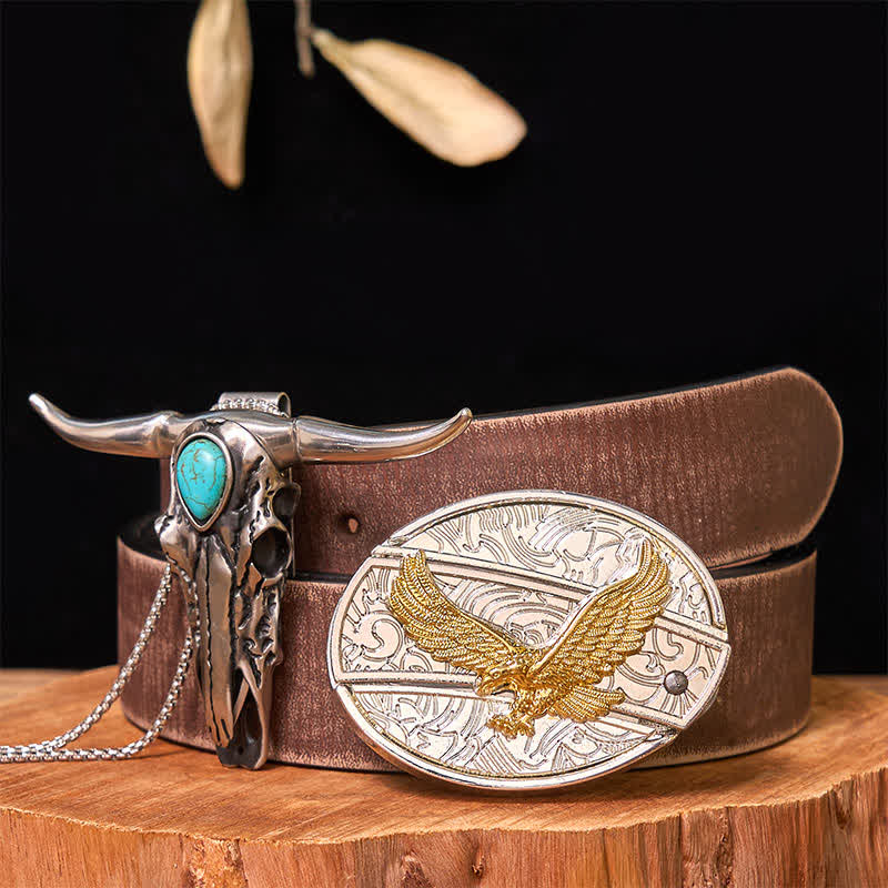 Gold & Silver DIY Hidden Knife Belt Buckle Turquoise Longhorn Pendant Bundle Set