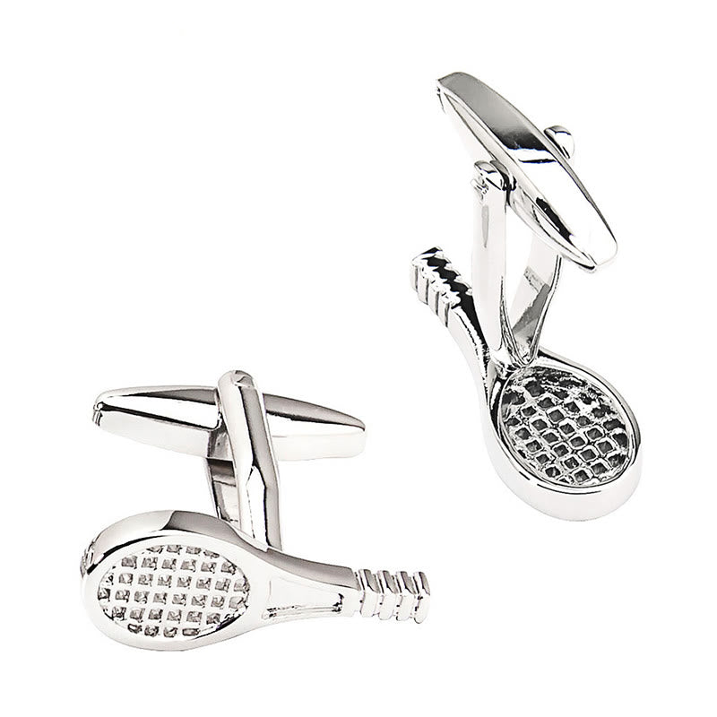 Men's 1 Pair Tennis Racket Button Covers Set Cufflinks