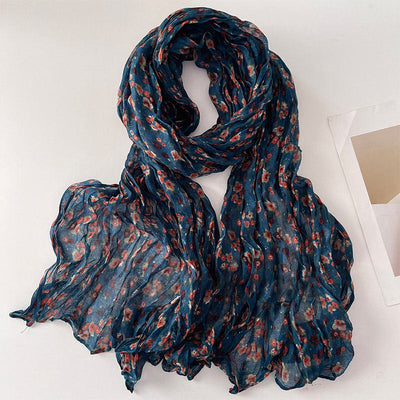 Women's Spring Pleated Floral Pattern Soft Scarf