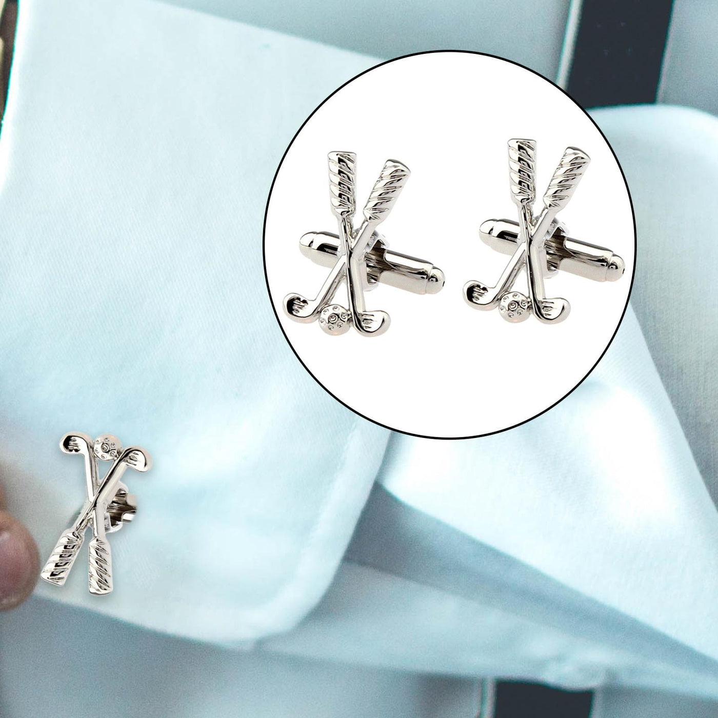 Men's 1 Pair Golf Time Button Covers Set Cufflinks