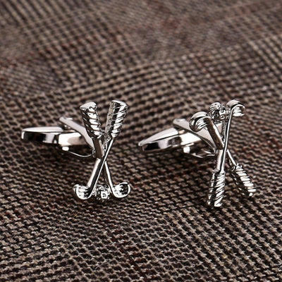 Men's 1 Pair Golf Time Button Covers Set Cufflinks