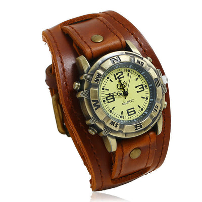 Men's Punk Retro Fashion Cuff Leather Watch