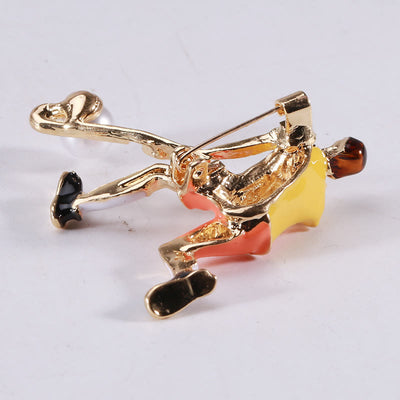 Cartoon Ice Hockey Player Brooch Gold Shirt Accessories