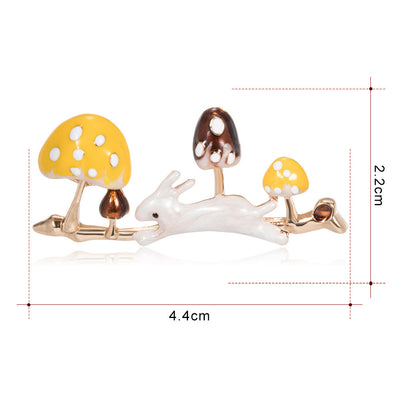 Running Rabbit And Mushroom Brooch Cute Shirt Accessories