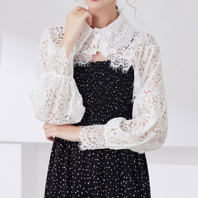 Floral Lace Capelet For Sunscreen Detachable Half Shirt Blouse