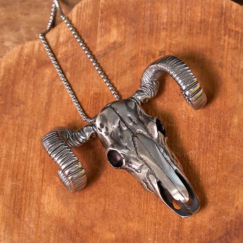 Silver Skull Sheep Multi-function Pendant Belt Buckle (Pre-Sale)