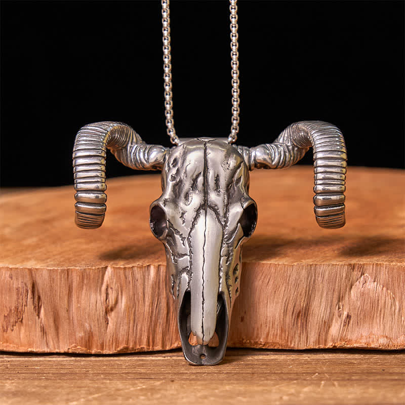 Silver Skull Sheep Multi-function Pendant Belt Buckle (Pre-Sale)