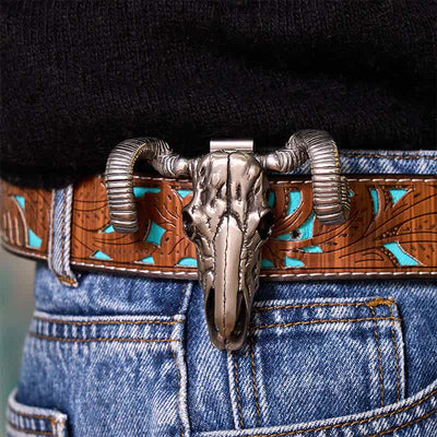 Silver Skull Sheep Multi-function Pendant Belt Buckle (Pre-Sale)