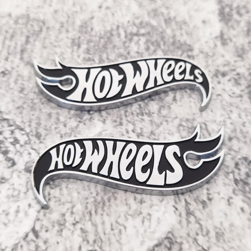 2Pcs HOT WHEELS Fire Shape Metal Sticker Car Badge