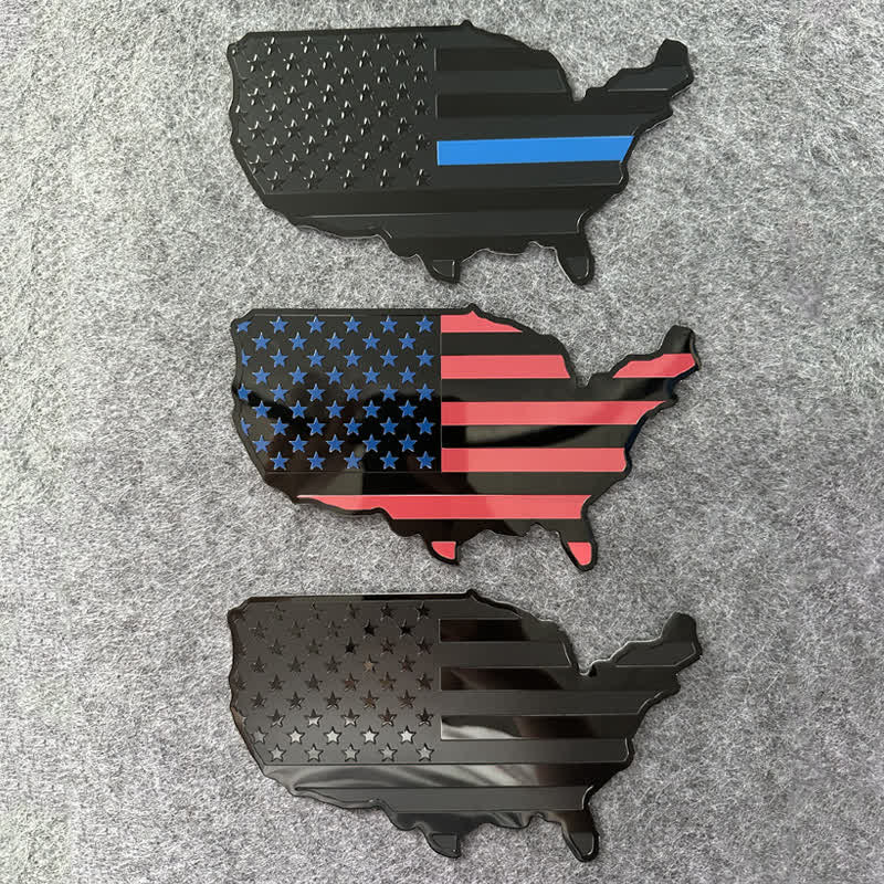 American Flag Map Metal Sticker Car Badge