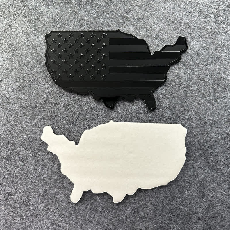 American Flag Map Metal Sticker Car Badge