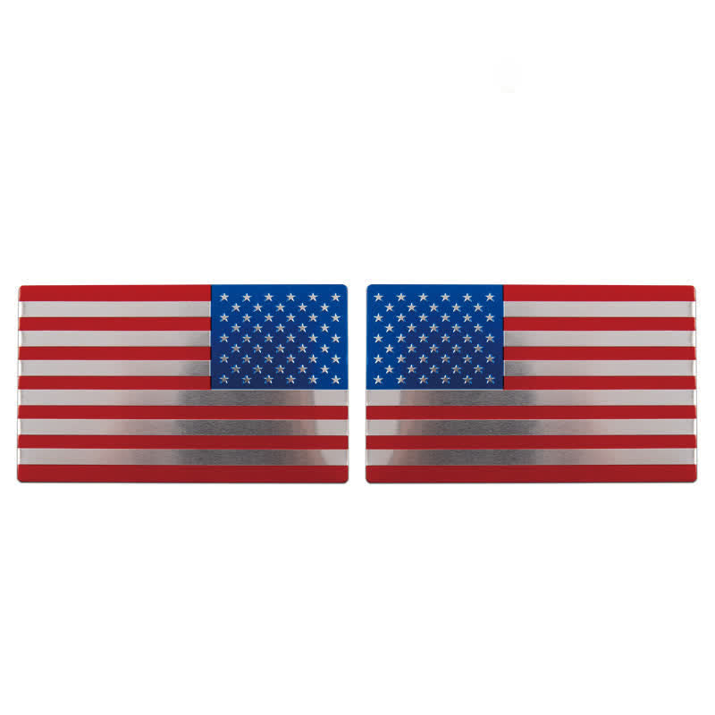 2Pcs American Flag Metal Sticker Car Badge