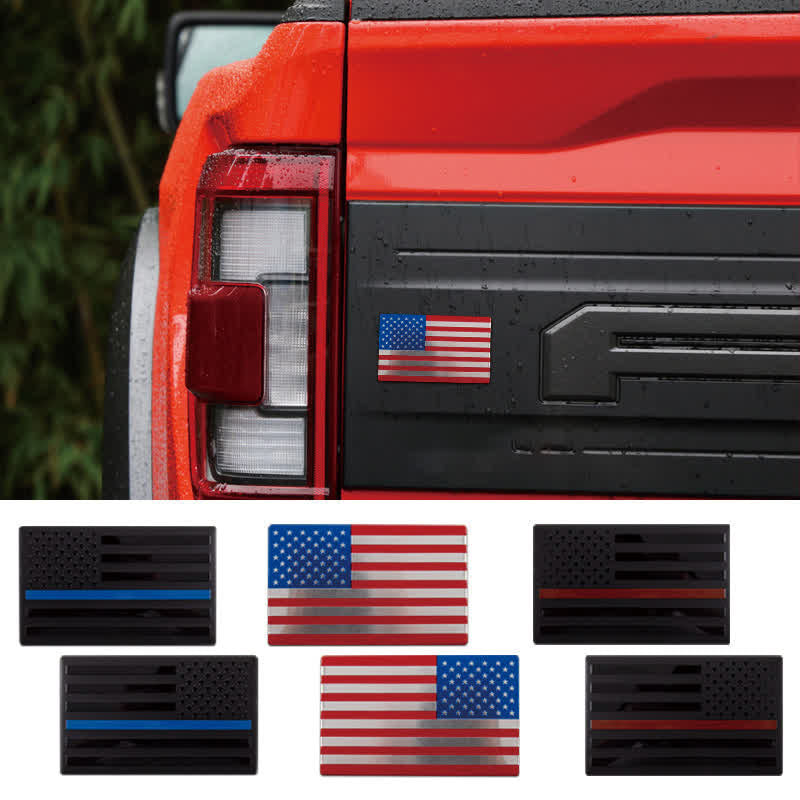 2Pcs American Flag Metal Sticker Car Badge