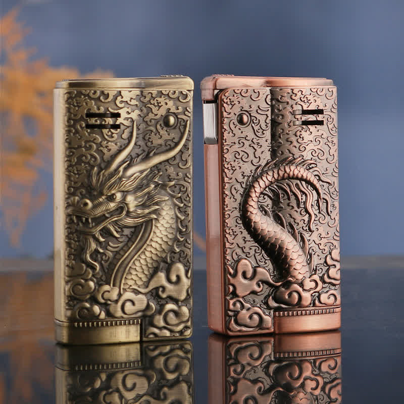 Retro Style Dragon Relief Refillable Kerosene Lighter