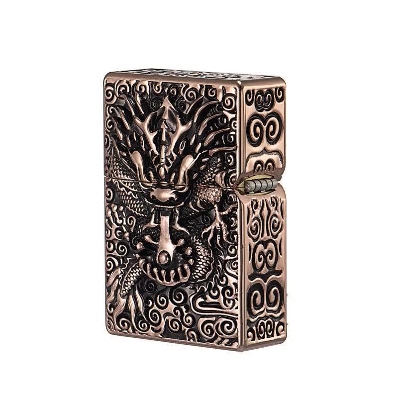 Classical Carving Dragon Refillable Kerosene Lighter