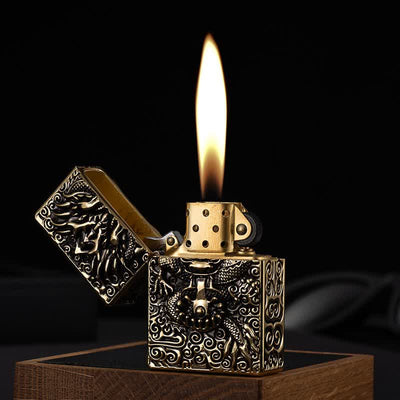 Classical Carving Dragon Refillable Kerosene Lighter