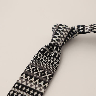 Men's Snowflake Polka Dots Pattern Knitted Necktie