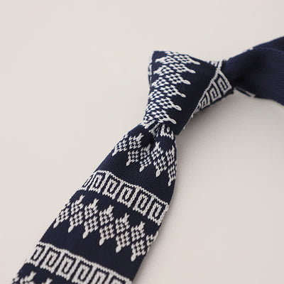 Men's Snowflake Polka Dots Pattern Knitted Necktie