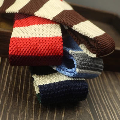 Men's Color Block Pattern Striped Knitted Necktie