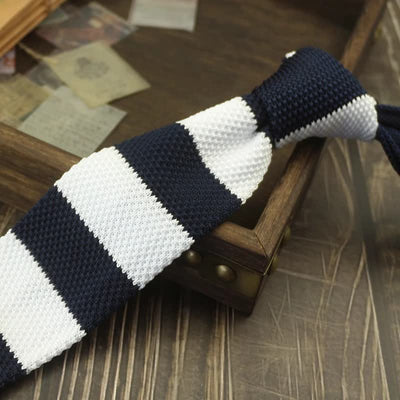 Men's Color Block Pattern Striped Knitted Necktie