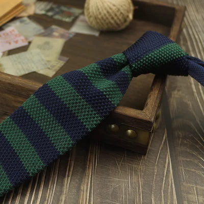 Men's Color Block Pattern Striped Knitted Necktie