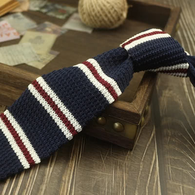 Men's Color Block Pattern Striped Knitted Necktie