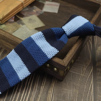 Men's Color Block Pattern Striped Knitted Necktie