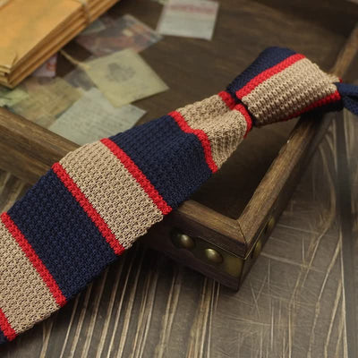 Men's Color Block Pattern Striped Knitted Necktie