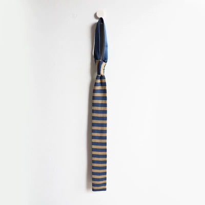 Men's Blue & Khaki Striped Knitted Necktie