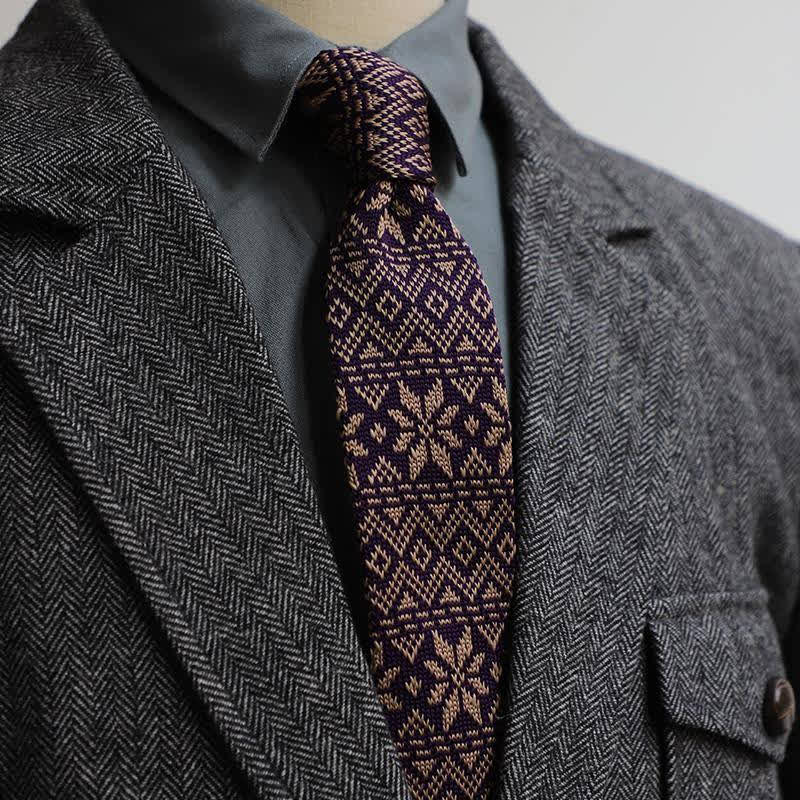 Men's Vintage British Style Pattern Knitted Necktie