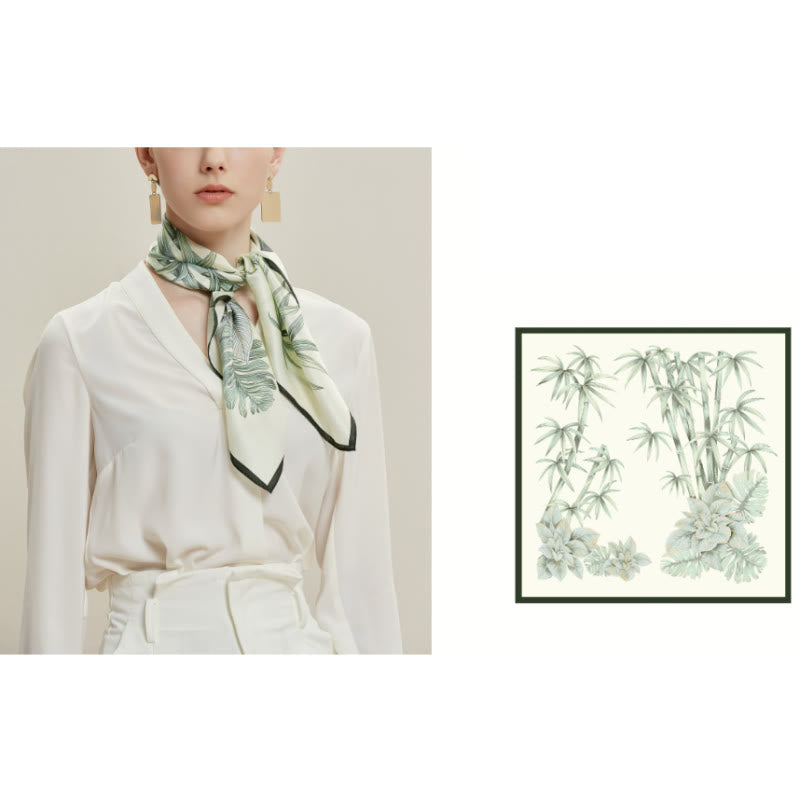 Women's Bamboo Path Flower Stream Spring Silk Thin Scarf