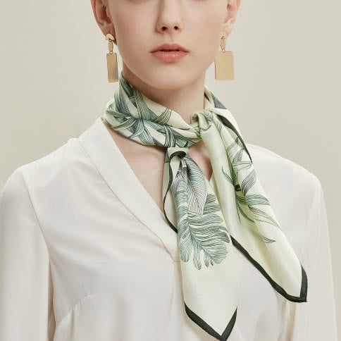 Women's Bamboo Path Flower Stream Spring Silk Thin Scarf