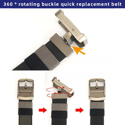 Men's Rotatable Buckle Belt Reversible Nylon Belt