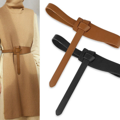 Solid Color Knot Belt Women's Dress Leather Belt