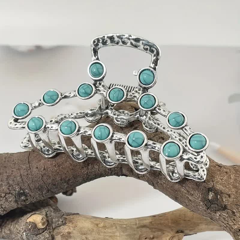 Women's Retro Blue Turquoise Ancient Hair Claw Clip