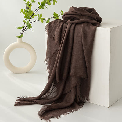 Solid Color Short Tassels Soft Thin Summer Scarf