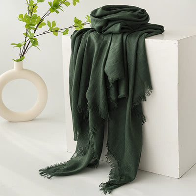 Solid Color Short Tassels Soft Thin Summer Scarf