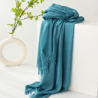 Solid Color Short Tassels Soft Thin Summer Scarf