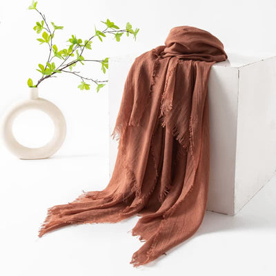 Solid Color Short Tassels Soft Thin Summer Scarf